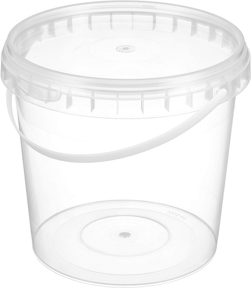 Ведро пластиковое Пластрум 1 литр с крышкой прозрачное фото